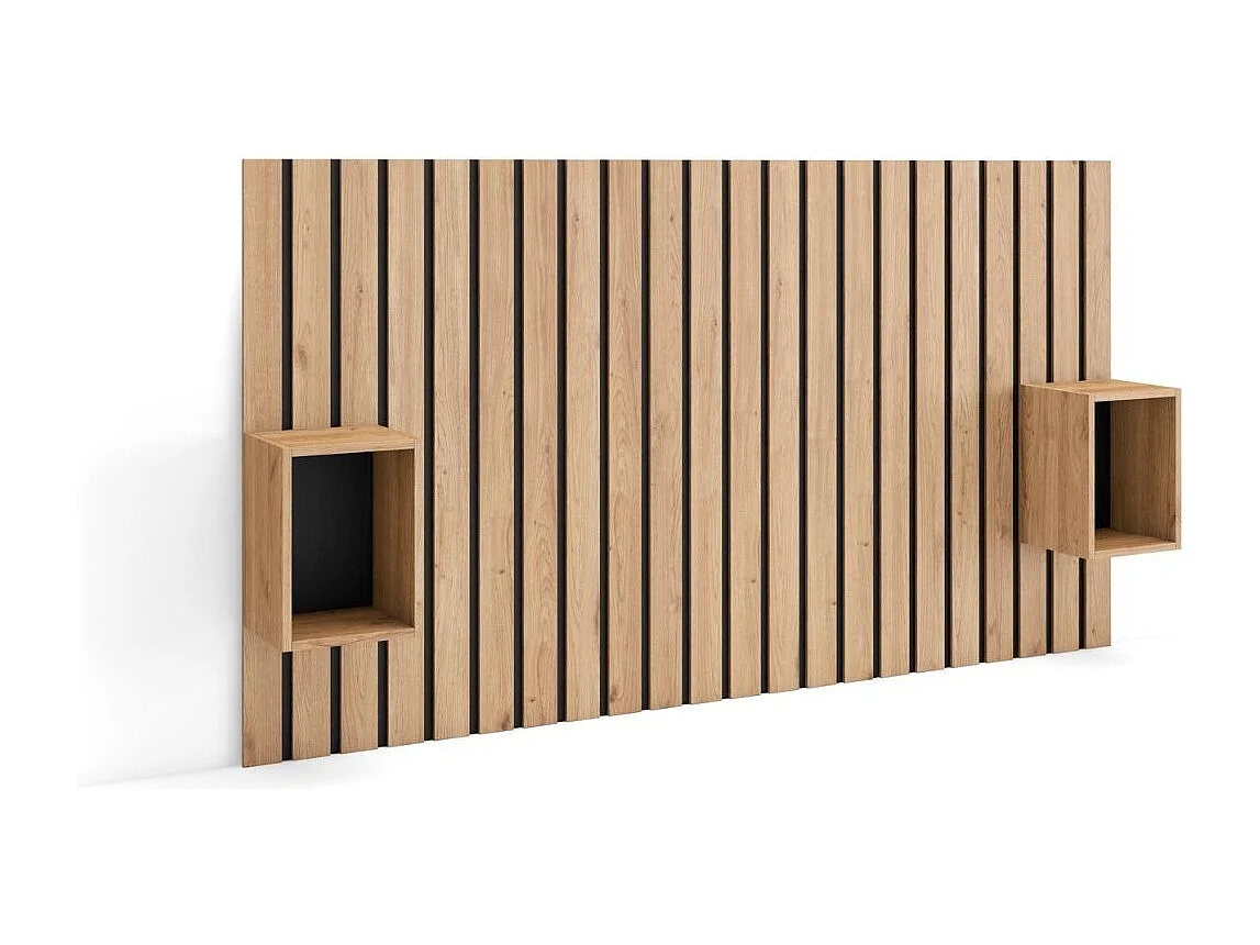 Cabecero Kroma con mesitas de noche integradas natural 107,2x195,7x22,4 cm