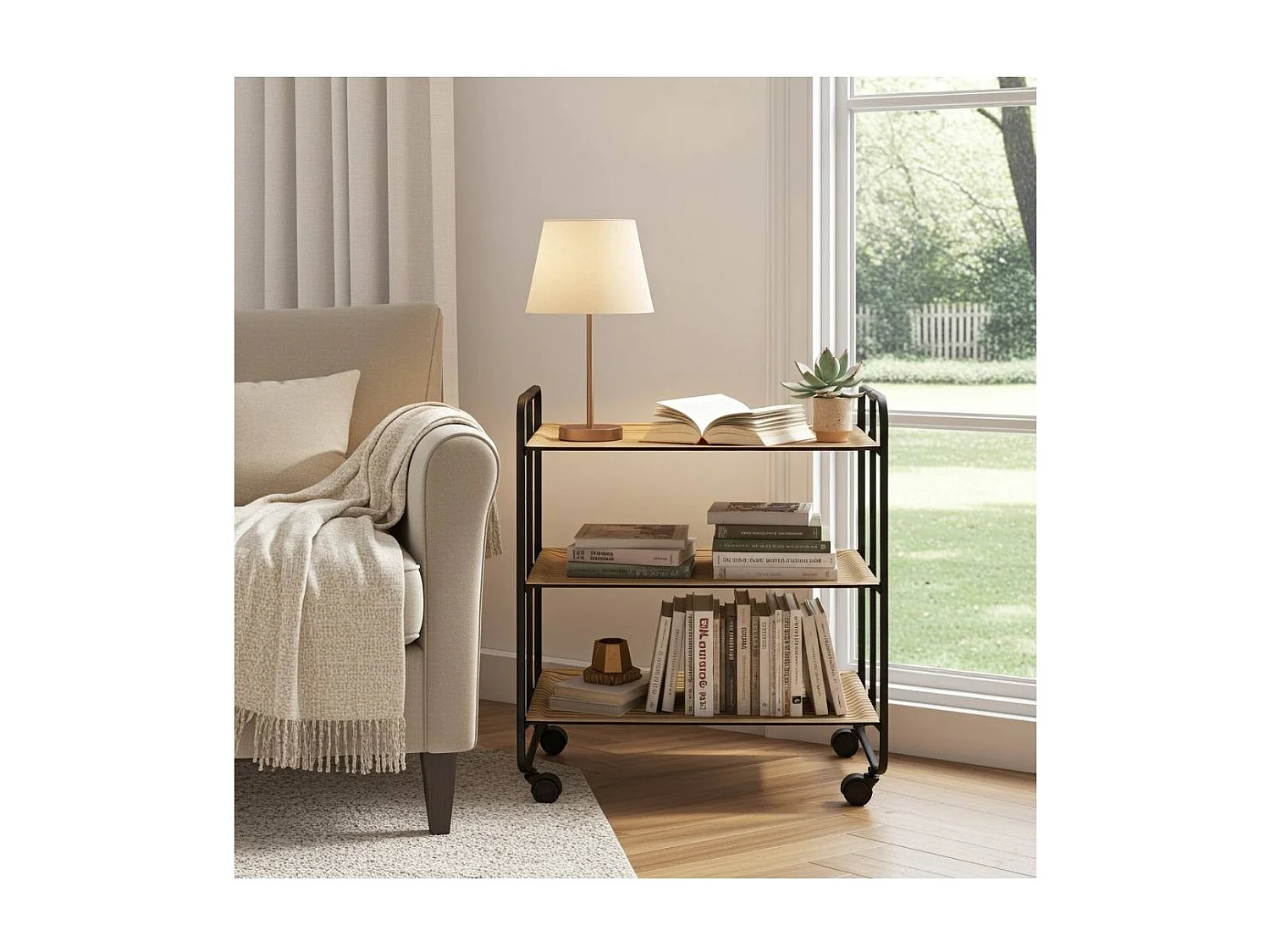 Carrito auxiliar plegable BAUHAUS negro con ruedas – 3 niveles y 3 posiciones