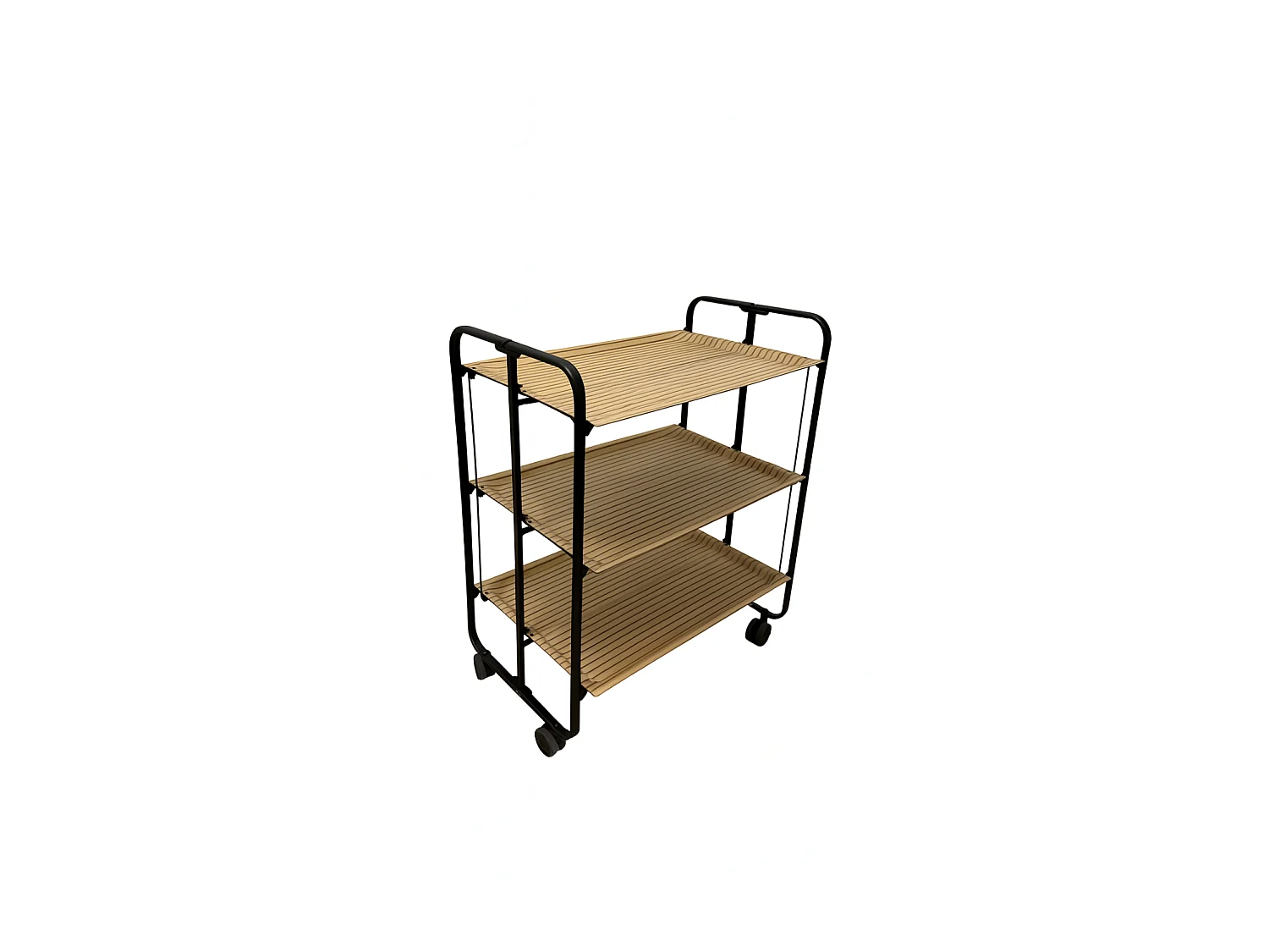 Carrito auxiliar plegable BAUHAUS negro con ruedas – 3 niveles y 3 posiciones