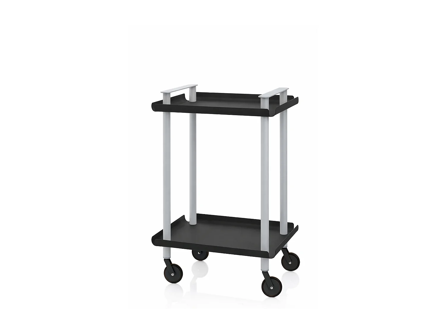 Servierwagen, Rollregal mit 2 Ebenen, Metall, grauen Rahmen, LEKY
