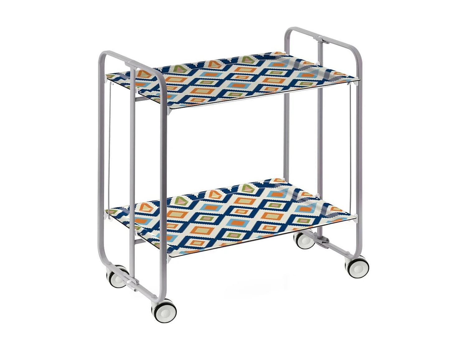 Carrito auxiliar plegable BAUHAUS con ruedas – Armazón metálico gris, 2 niveles, 4 posiciones ajustables