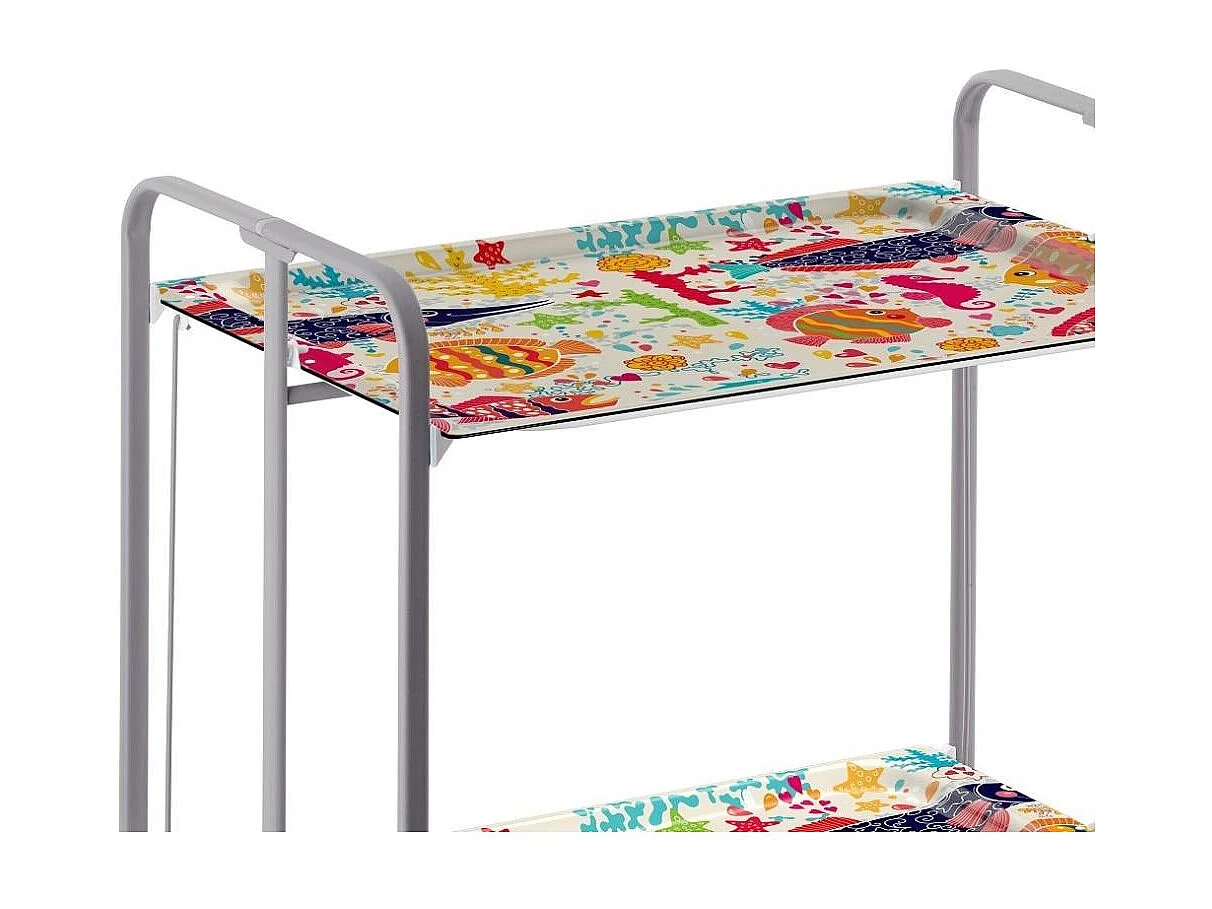 Carrito auxiliar plegable BAUHAUS con ruedas – Armazón metálico gris, 2 niveles, 4 posiciones ajustables