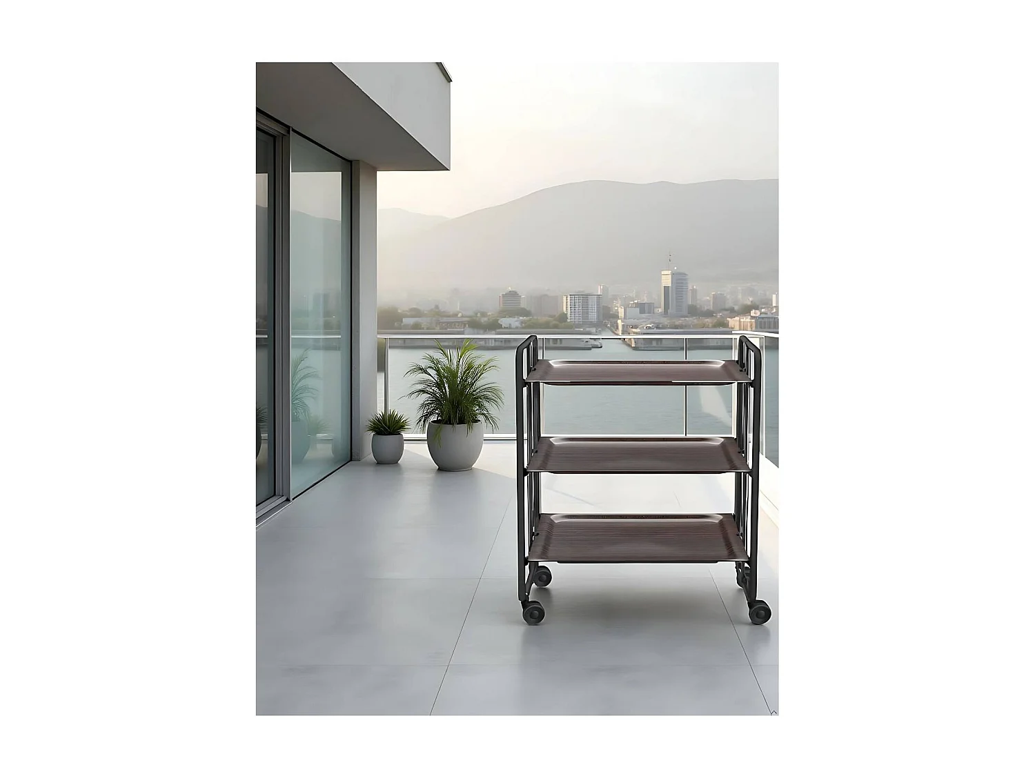 Carrito auxiliar plegable BAUHAUS negro con ruedas – 3 niveles y 3 posiciones