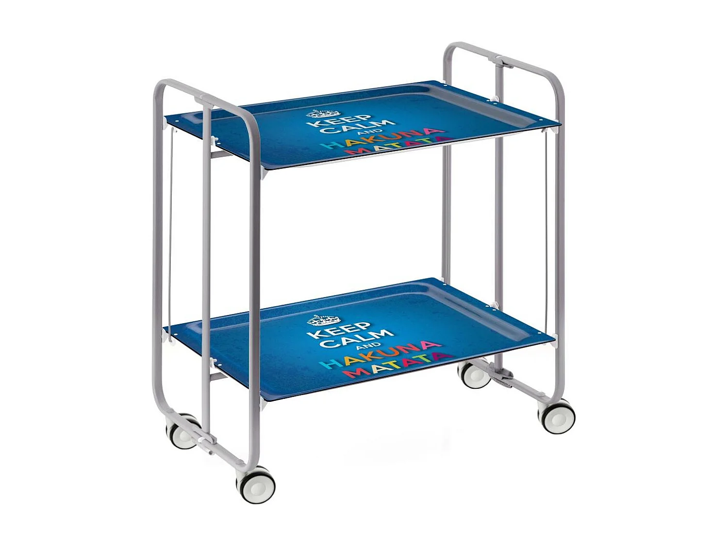 Carrito auxiliar plegable BAUHAUS con ruedas – Armazón metálico gris, 2 niveles, 4 posiciones ajustables