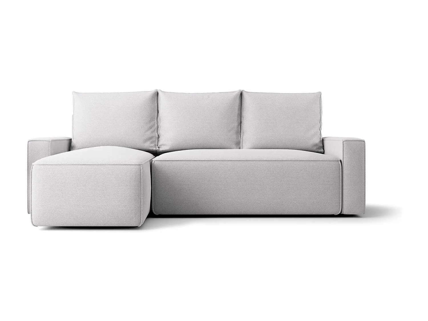 Canapé d'angle HAVANA gauche gris clair tricot Curio 80 - fonction couchage, coffre à literie