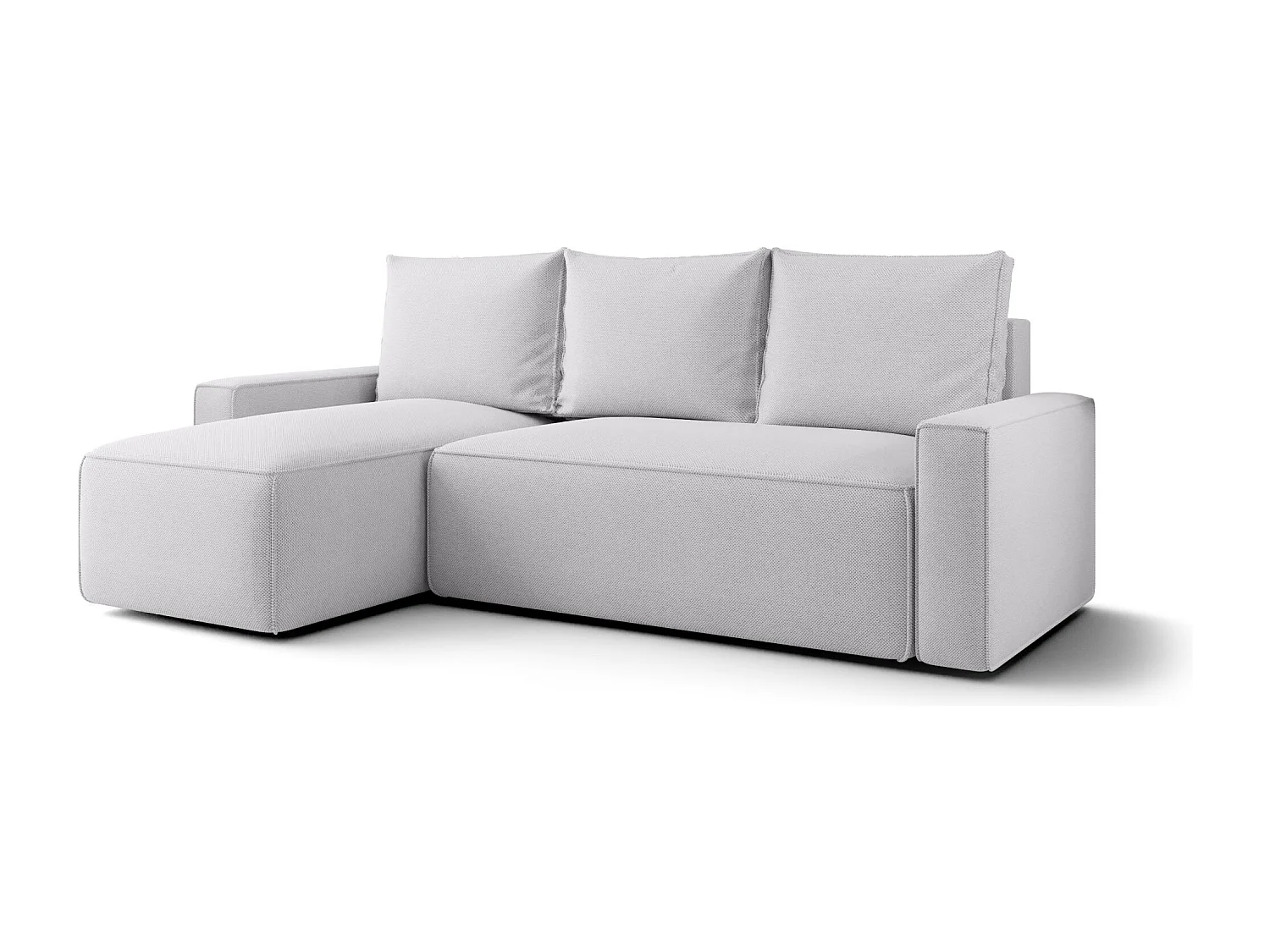 Canapé d'angle HAVANA gauche gris clair tricot Curio 80 - fonction couchage, coffre à literie