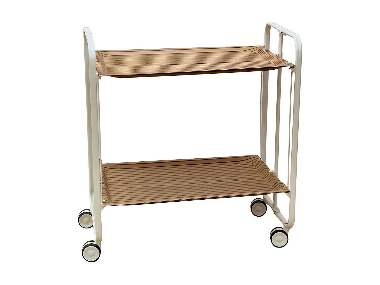 Carrito auxiliar plegable BAUHAUS con ruedas - Armazón metálico blanco, 2 niveles y 4 posiciones ajustables