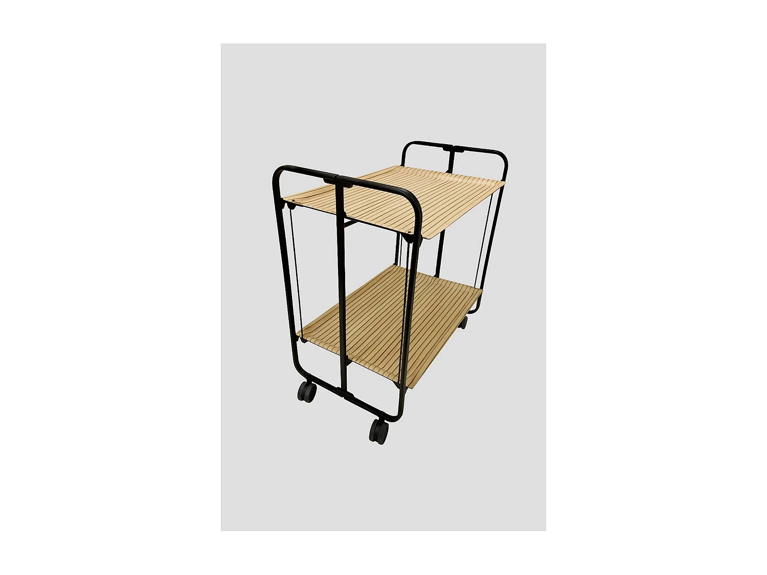 Carrito auxiliar plegable BAUHAUS negro con ruedas – 2 niveles y 4 posiciones