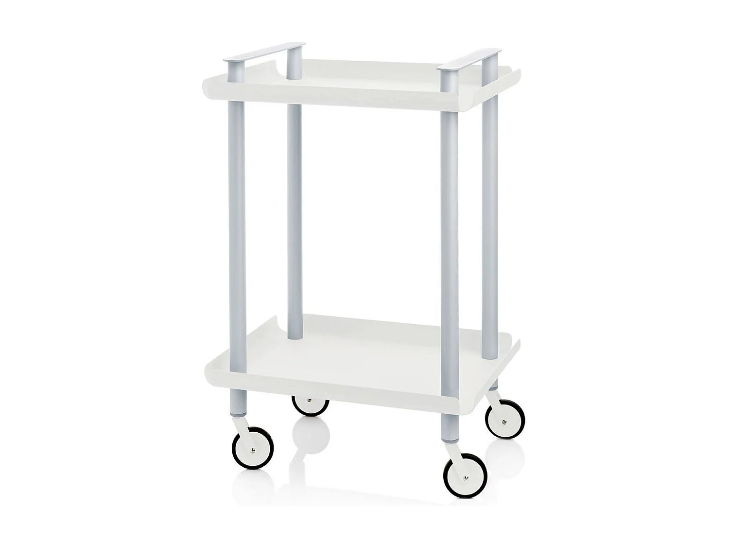 Servierwagen, Rollregal mit 2 Ebenen, Metall, grauen Rahmen, LEKY