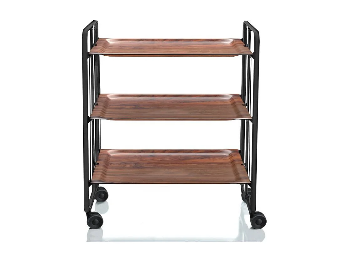 Carrito auxiliar plegable BAUHAUS negro con ruedas – 3 niveles y 3 posiciones