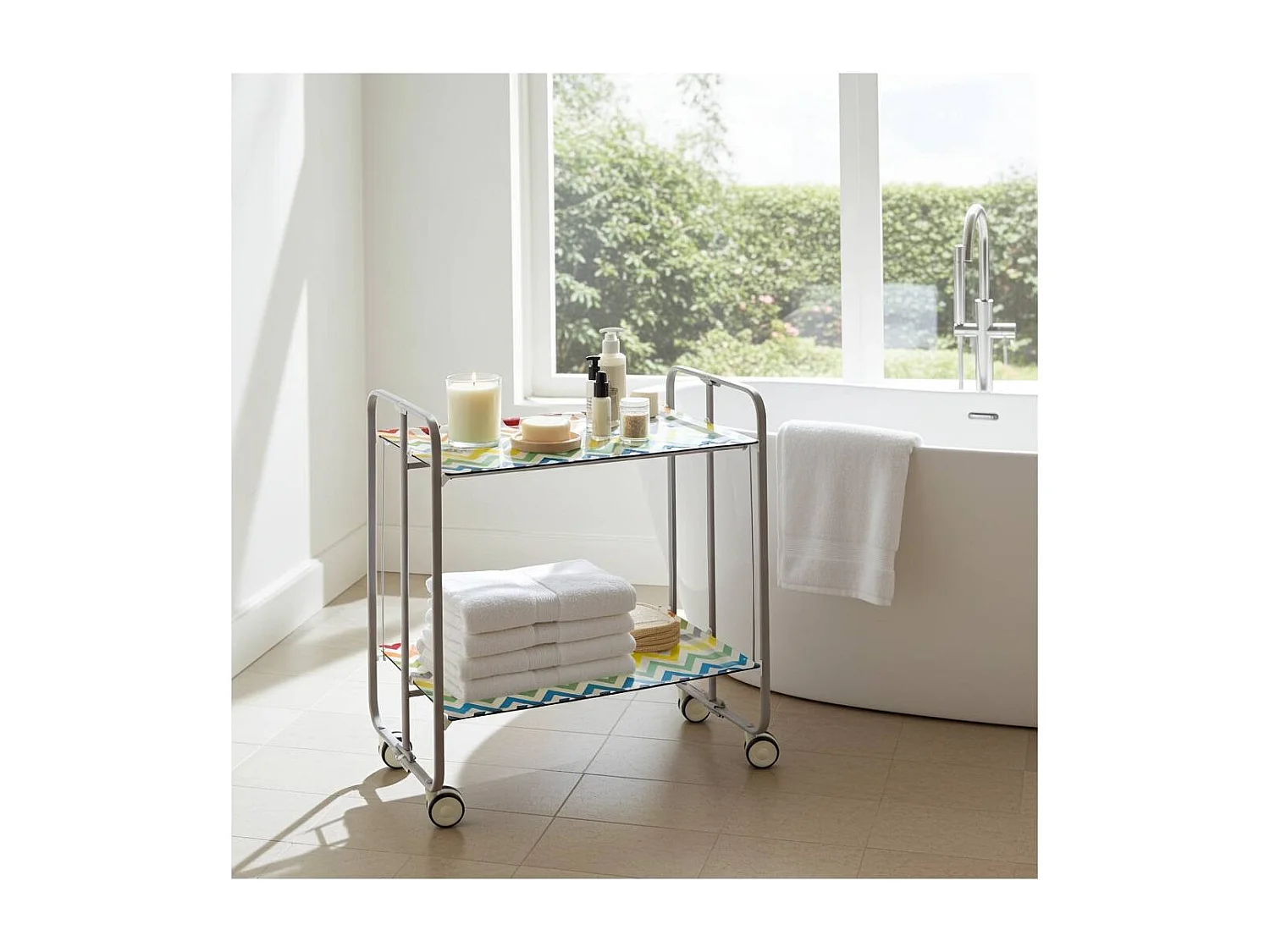 Carrito auxiliar plegable BAUHAUS con ruedas – Armazón metálico gris, 2 niveles, 4 posiciones ajustables