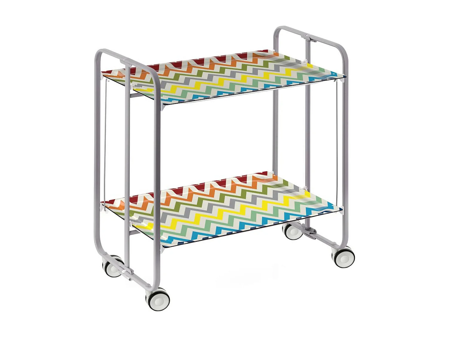 Carrito auxiliar plegable BAUHAUS con ruedas – Armazón metálico gris, 2 niveles, 4 posiciones ajustables