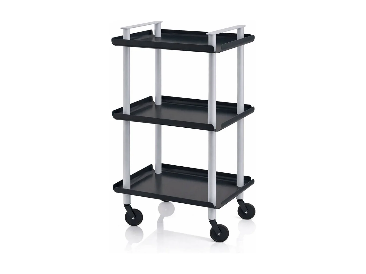 Servierwagen, Rollregal mit 3 Ebenen, Metall, grauem Rahmen, LEKY