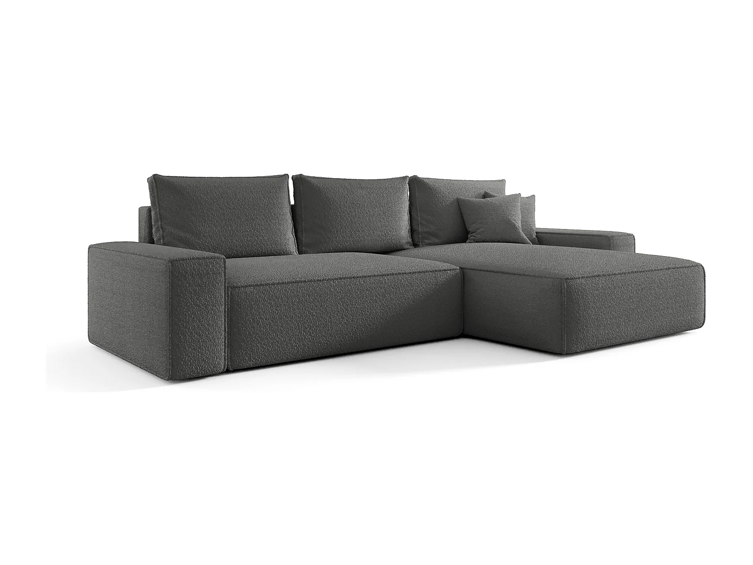 Canapé d'angle CALIFORNIA droit gris foncé Bukle Quelle 92 - fonction couchage, coffre à literie