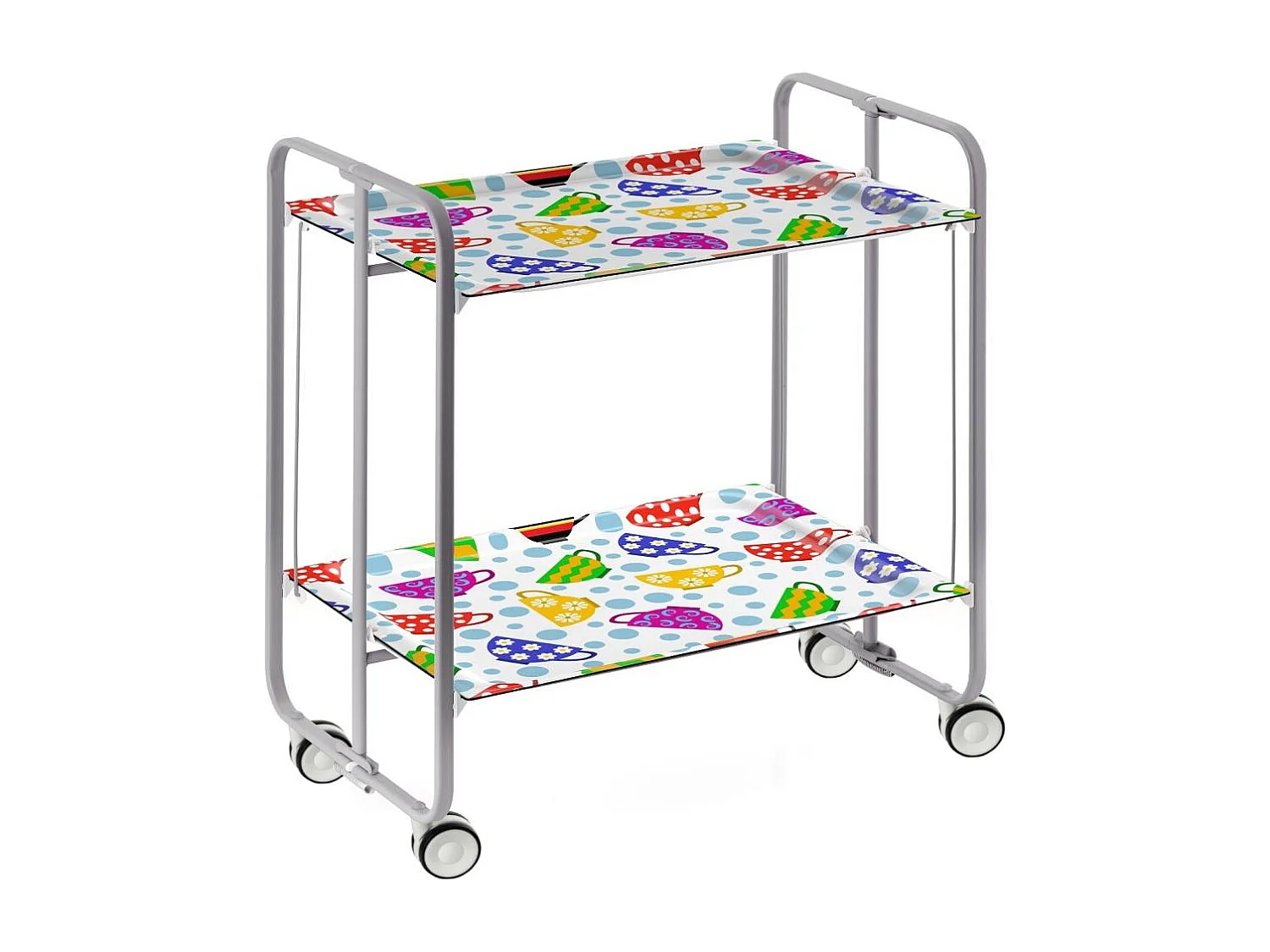 Carrito auxiliar plegable BAUHAUS con ruedas – Armazón metálico gris, 2 niveles, 4 posiciones ajustables