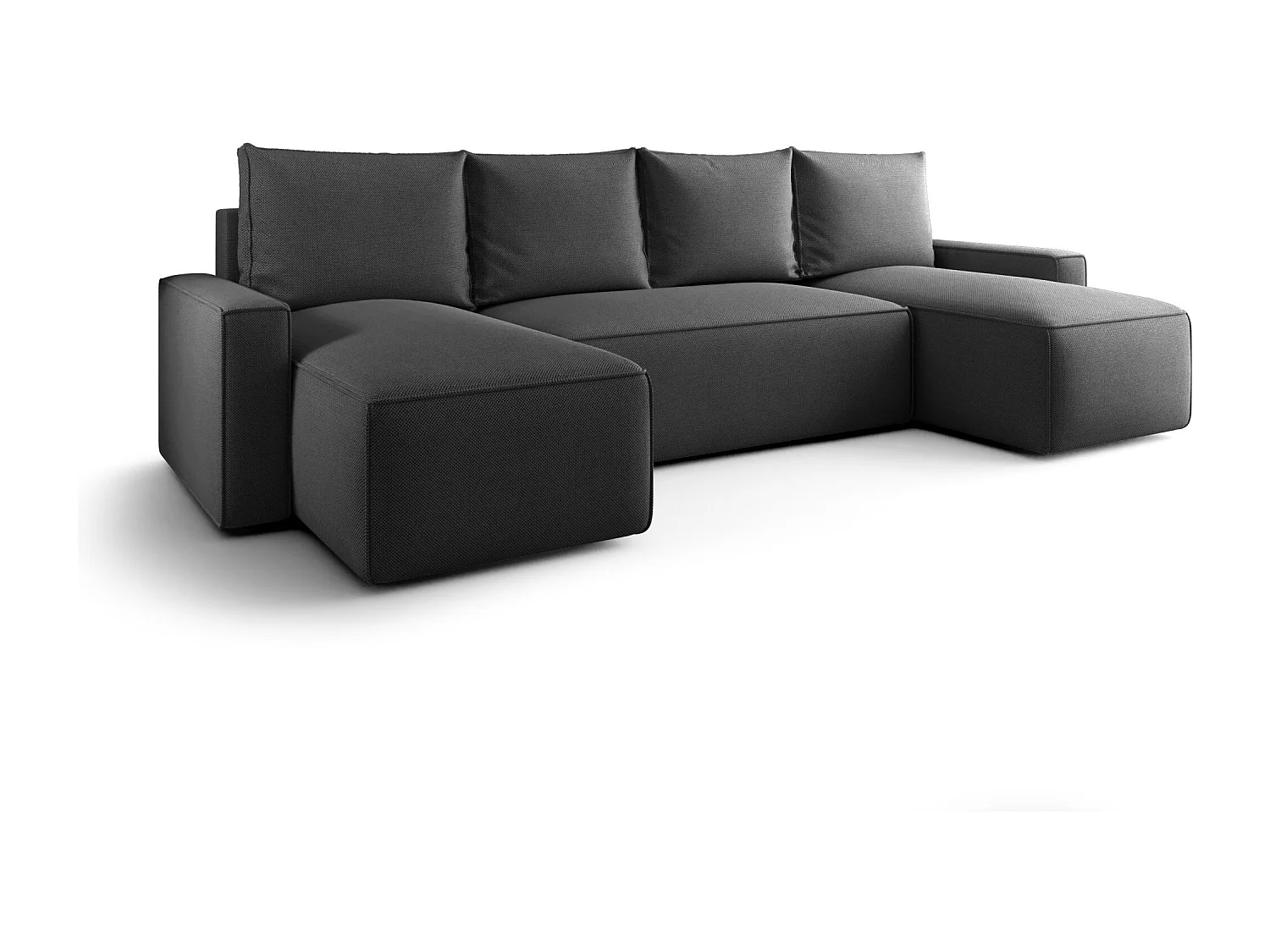 Canapé d'angle HAVANA en U graphite tricot Curio 97 - fonction couchage, coffre à literie