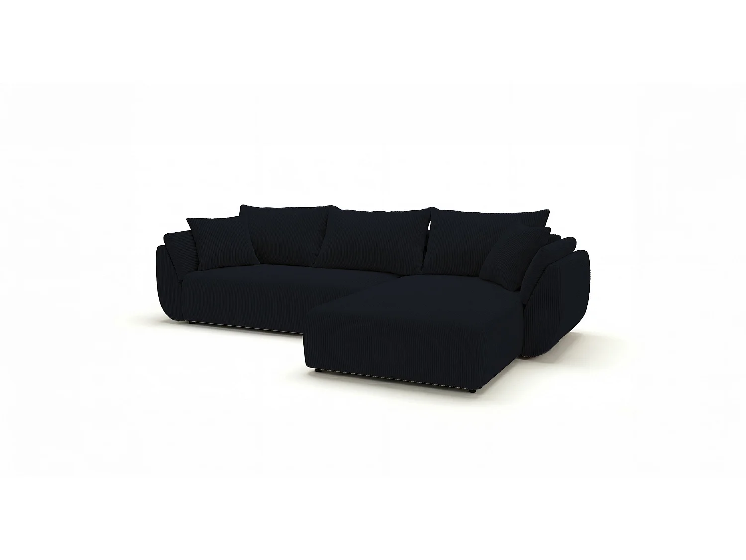 Canapé d’angle velours côtelé convertible avec coffre NOVA-Noir-angle droit