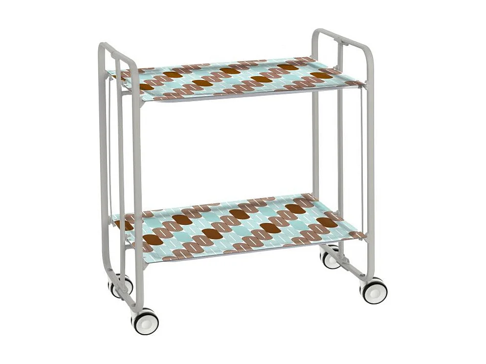 Carrito auxiliar plegable BAUHAUS con ruedas – Armazón metálico gris, 2 niveles, 4 posiciones ajustables