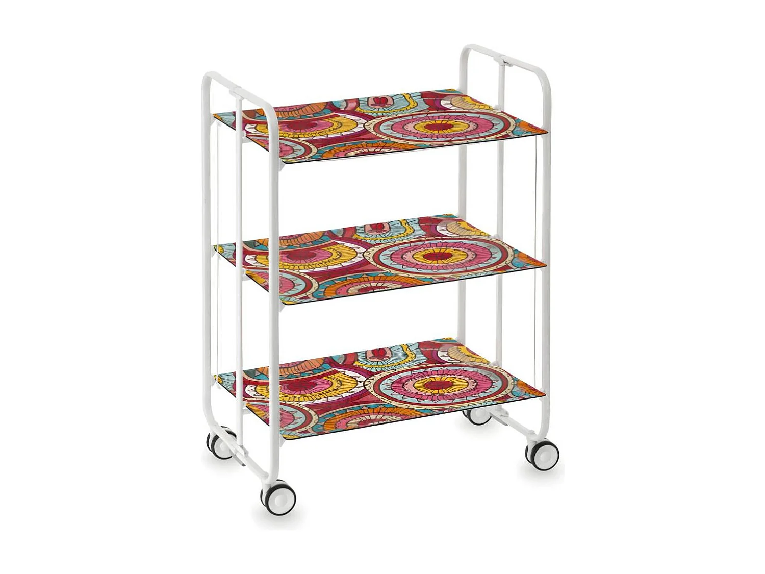 Carrito auxiliar plegable BAUHAUS blanco con ruedas – 3 niveles y 3 posiciones
