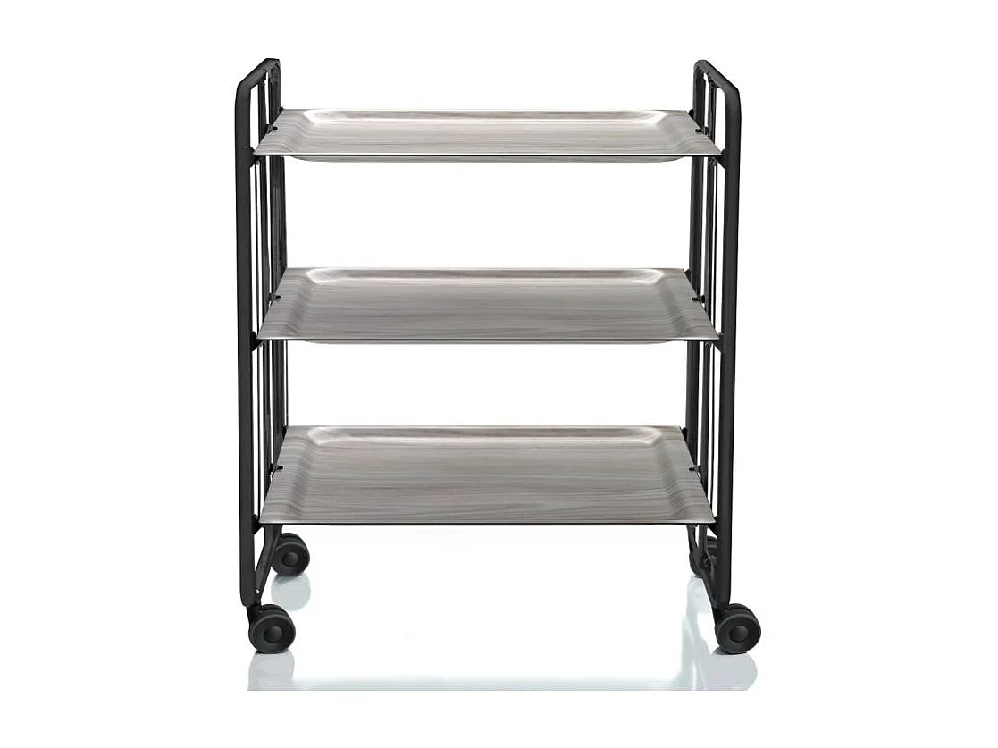 Carrito auxiliar plegable BAUHAUS negro con ruedas – 3 niveles y 3 posiciones