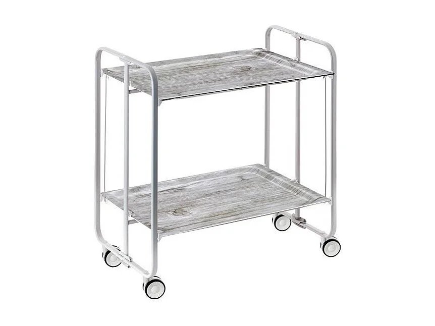 Carrito auxiliar plegable BAUHAUS con ruedas – Armazón metálico gris, 2 niveles, 4 posiciones ajustables