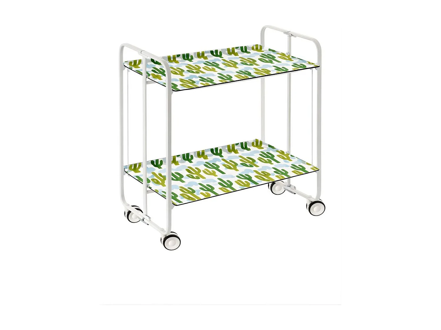 Carrito auxiliar plegable BAUHAUS con ruedas - Armazón metálico blanco, 2 niveles y 4 posiciones ajustables
