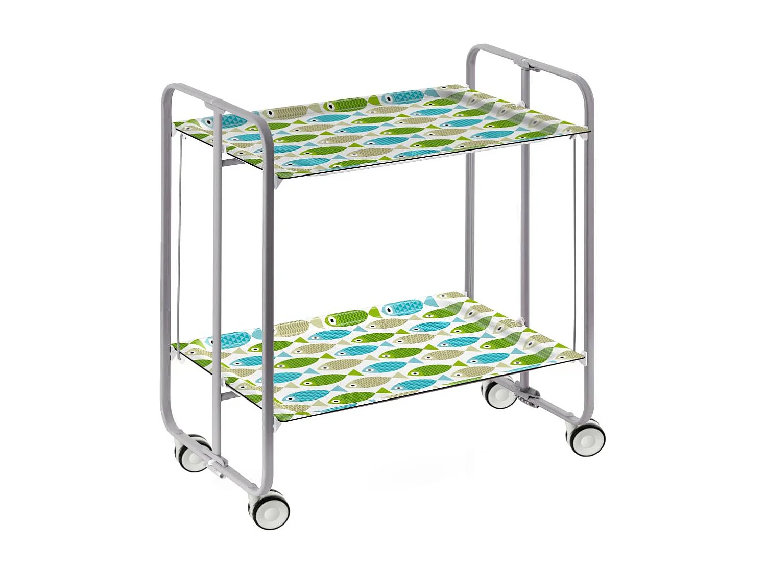 Carrito auxiliar plegable BAUHAUS con ruedas – Armazón metálico gris, 2 niveles, 4 posiciones ajustables