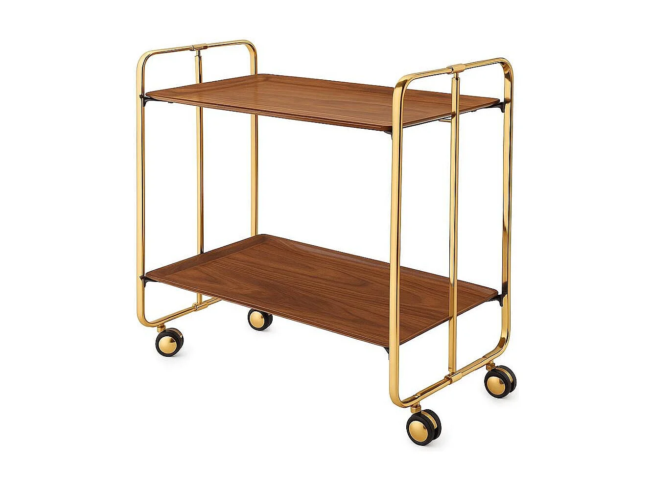 Carrito auxiliar plegable BAUHAUS dorado con ruedas – 2 niveles y 4 posiciones