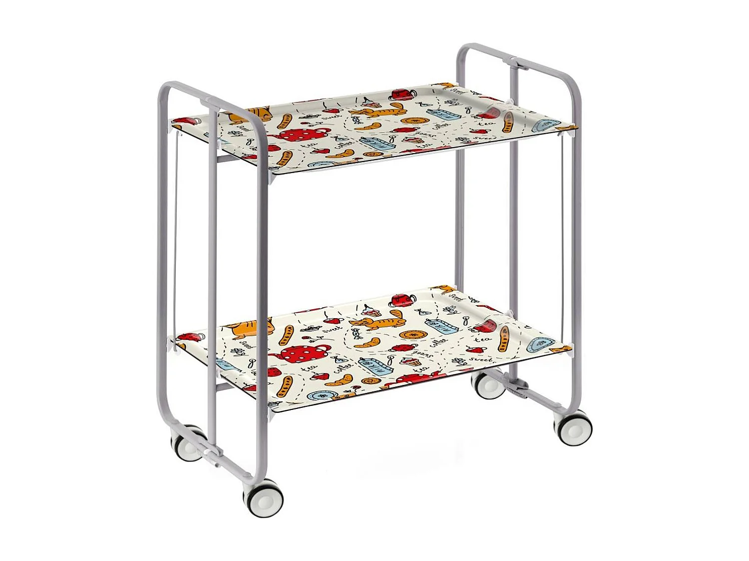 Carrito auxiliar plegable BAUHAUS con ruedas – Armazón metálico gris, 2 niveles, 4 posiciones ajustables