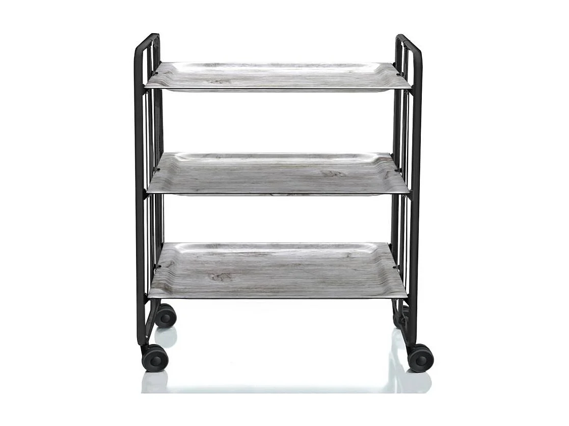 Carrito auxiliar plegable BAUHAUS negro con ruedas – 3 niveles y 3 posiciones