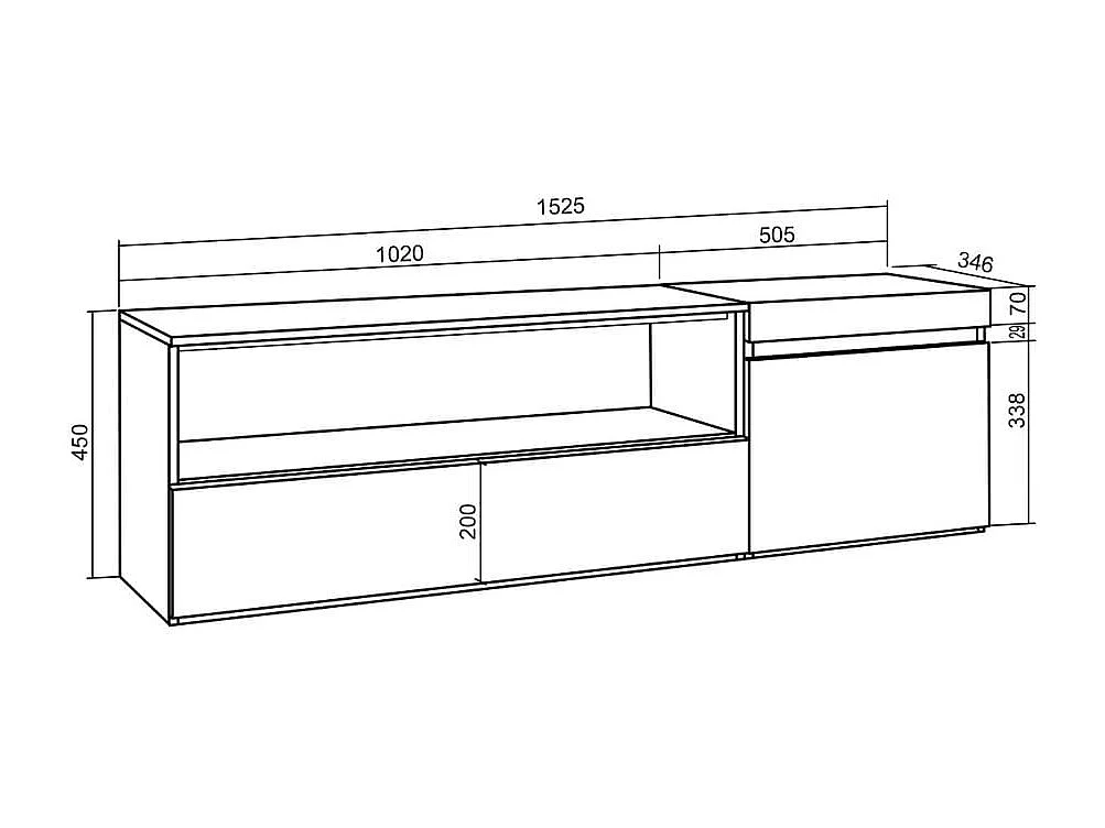 Mueble de TV Kroma diseño flotante compartimento izquierda natural 45x152,5x34,6 cm