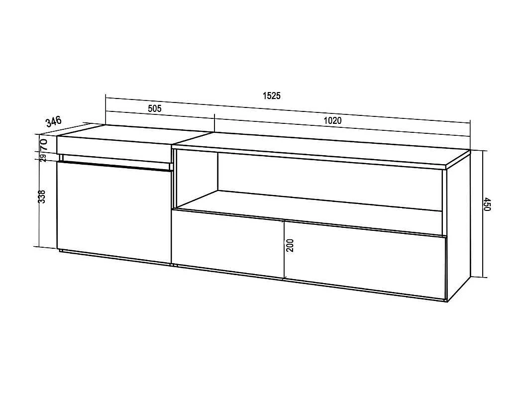 Mueble de TV Kroma diseño flotante compartimento derecha gris 45x152,5x34,6 cm