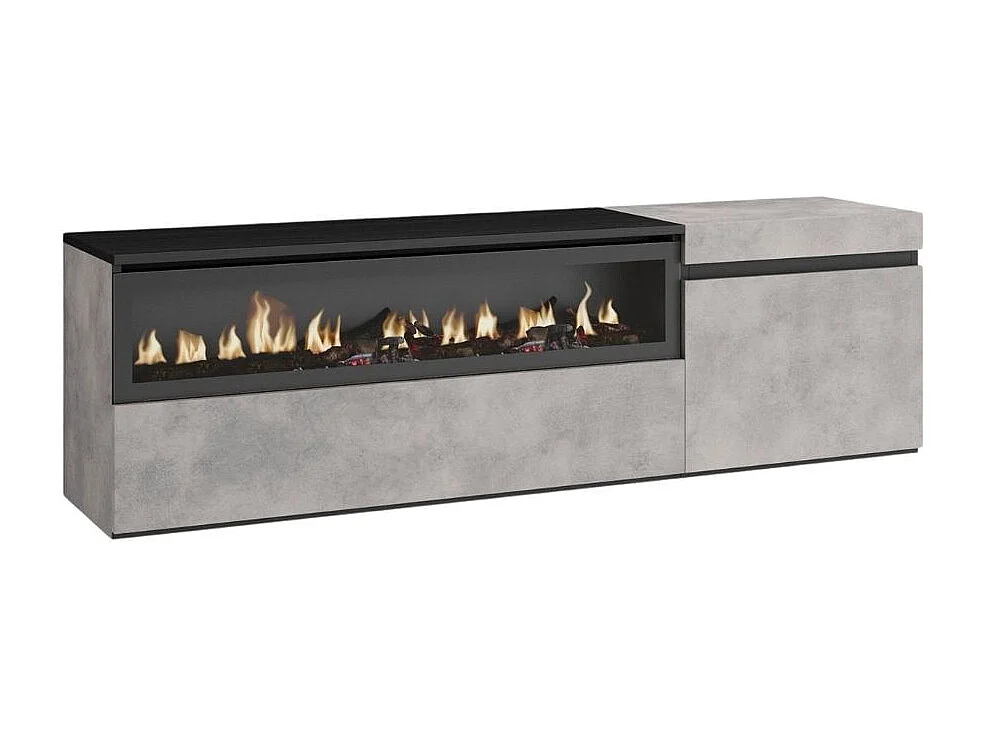 Mueble de TV Kroma diseño flotante con chimenea izquierda gris 45x152,5x34,6 cm