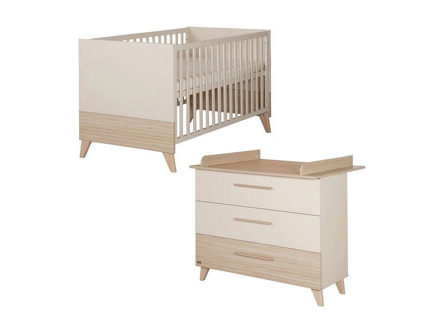 ROBA Sidney - Ensemble chambre bébé 2 pièces : Lit combiné 70x140 cm et commode à langer