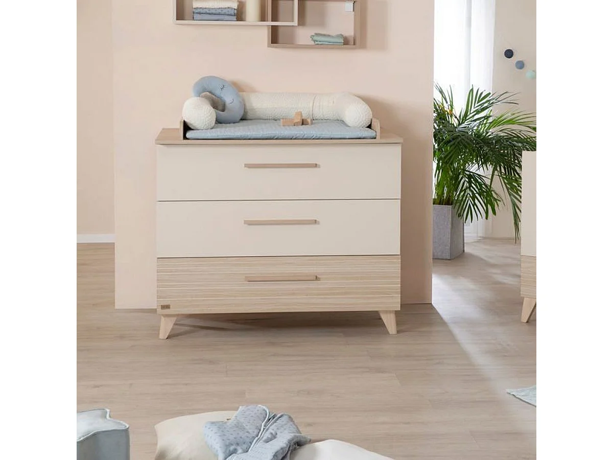 ROBA Sidney - Ensemble chambre bébé 2 pièces : Lit combiné 70x140 cm et commode à langer
