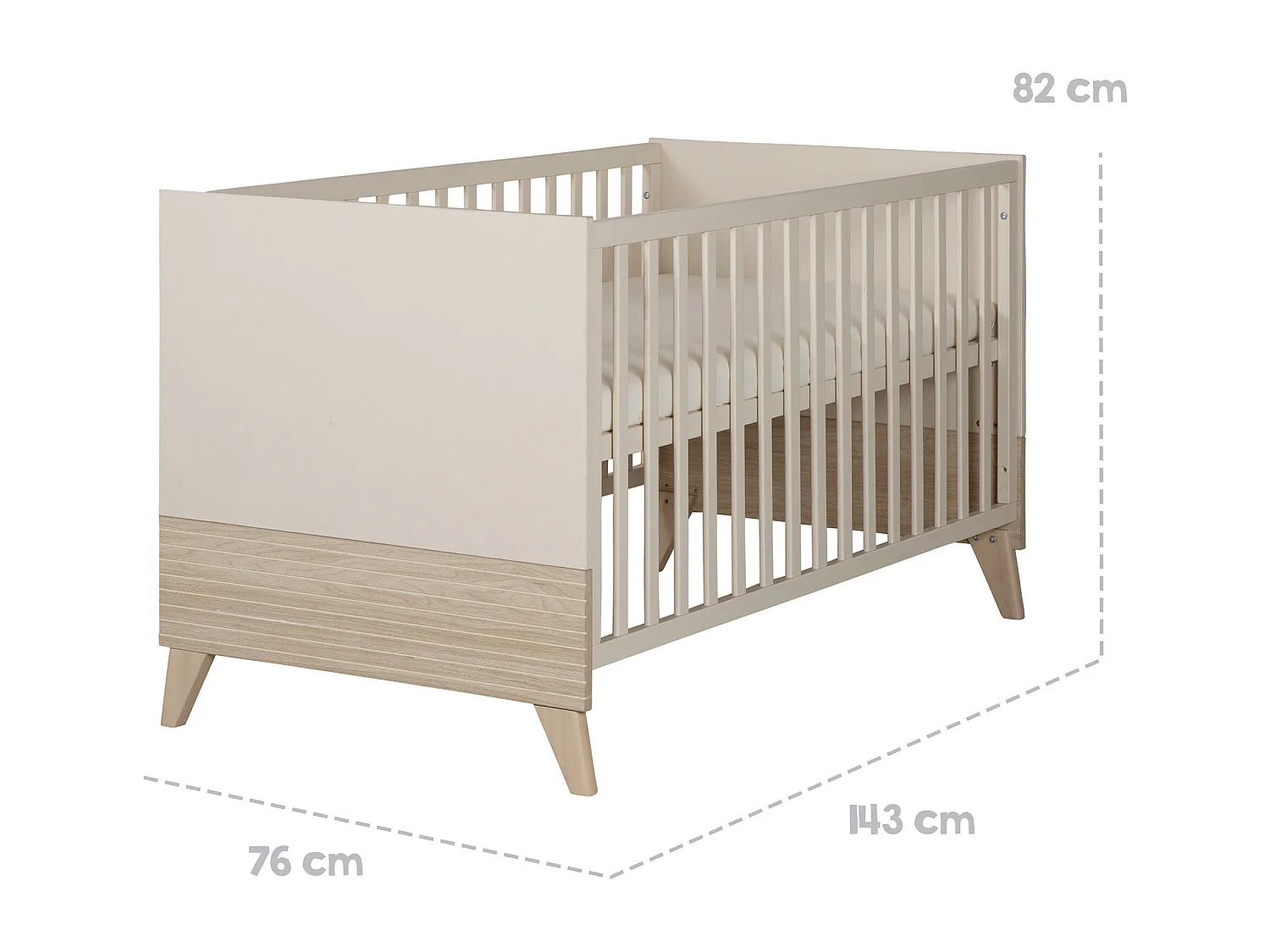 ROBA Sidney - Ensemble chambre bébé 2 pièces : Lit combiné 70x140 cm et commode à langer