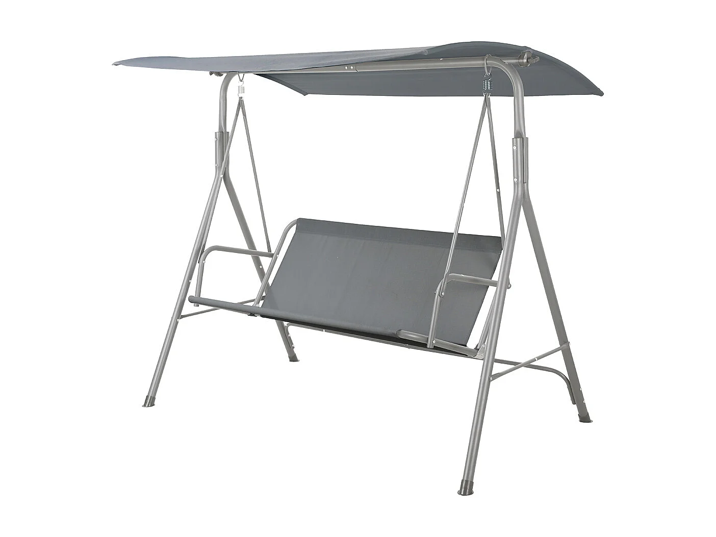 balancelle de jardin Fauteuil à bascule 3 places avec toit réglable coloris anthracite - Longueur 170 x Profondeur 120 x Hauteur 153 cm