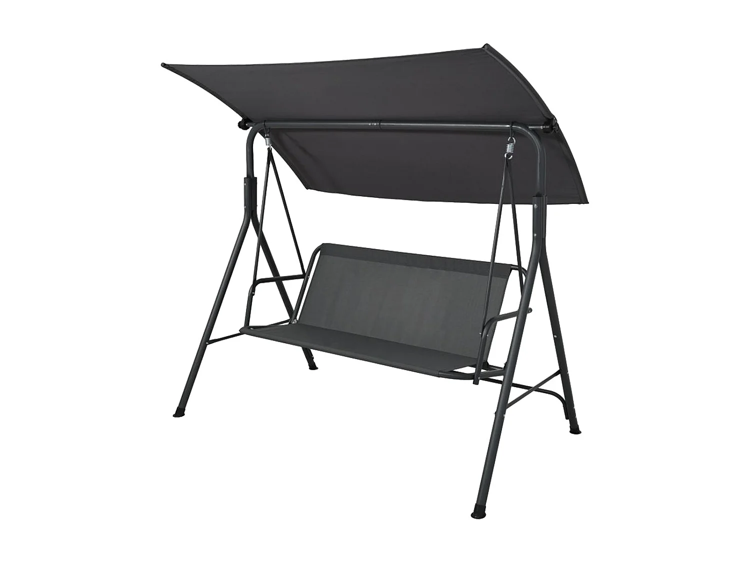 Balancelle de Jardin 3 Places avec Toit Inclinable, coloris gris anthracite - Hauteur 153 x Longueur 170 x Profondeur 110 cm