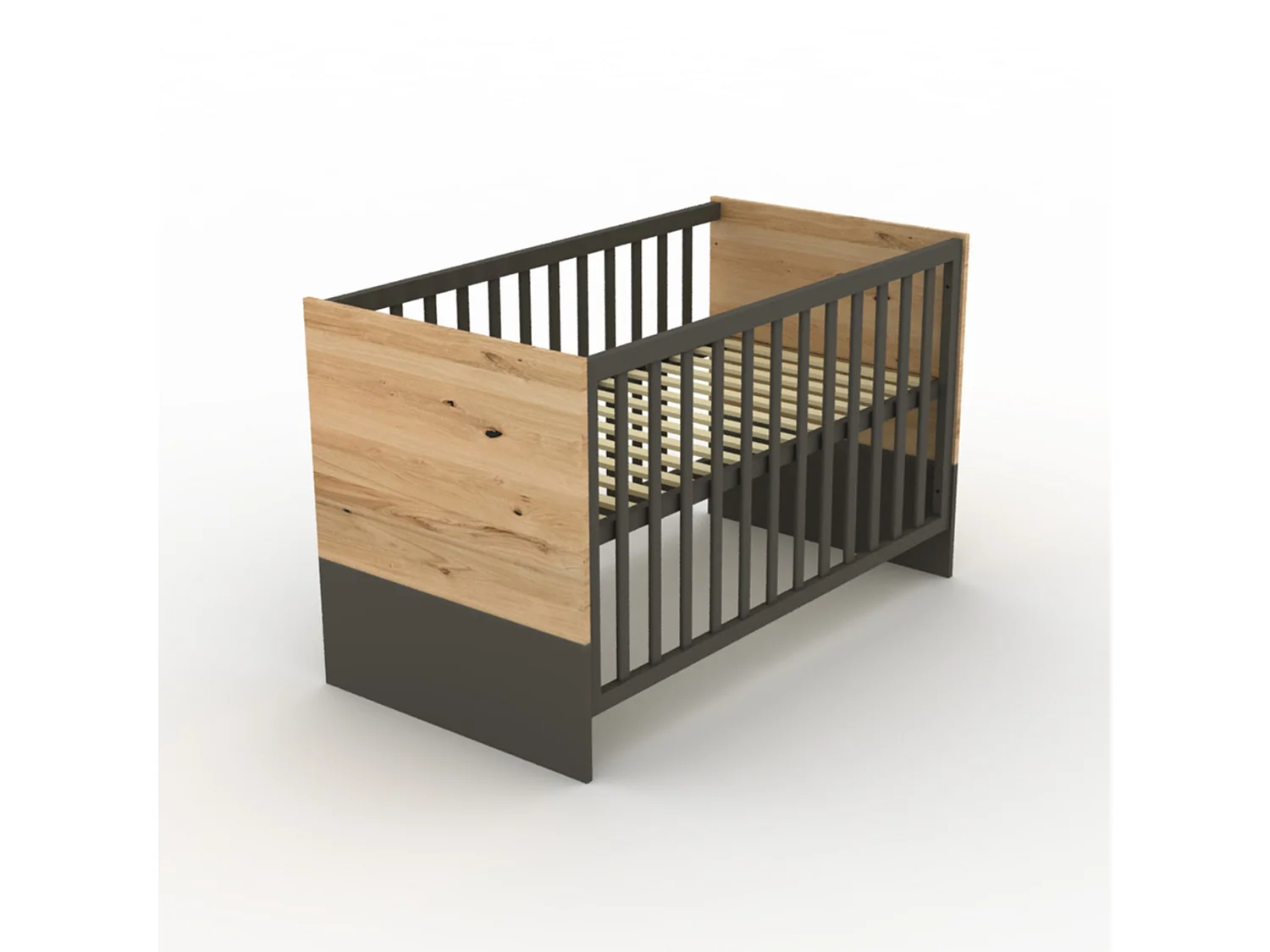 Ensemble chambre bébé 3 pièces ROBA Anna – Lit 60x120 cm, Commode à langer & Armoire 2 portes, Anthracite et Chêne