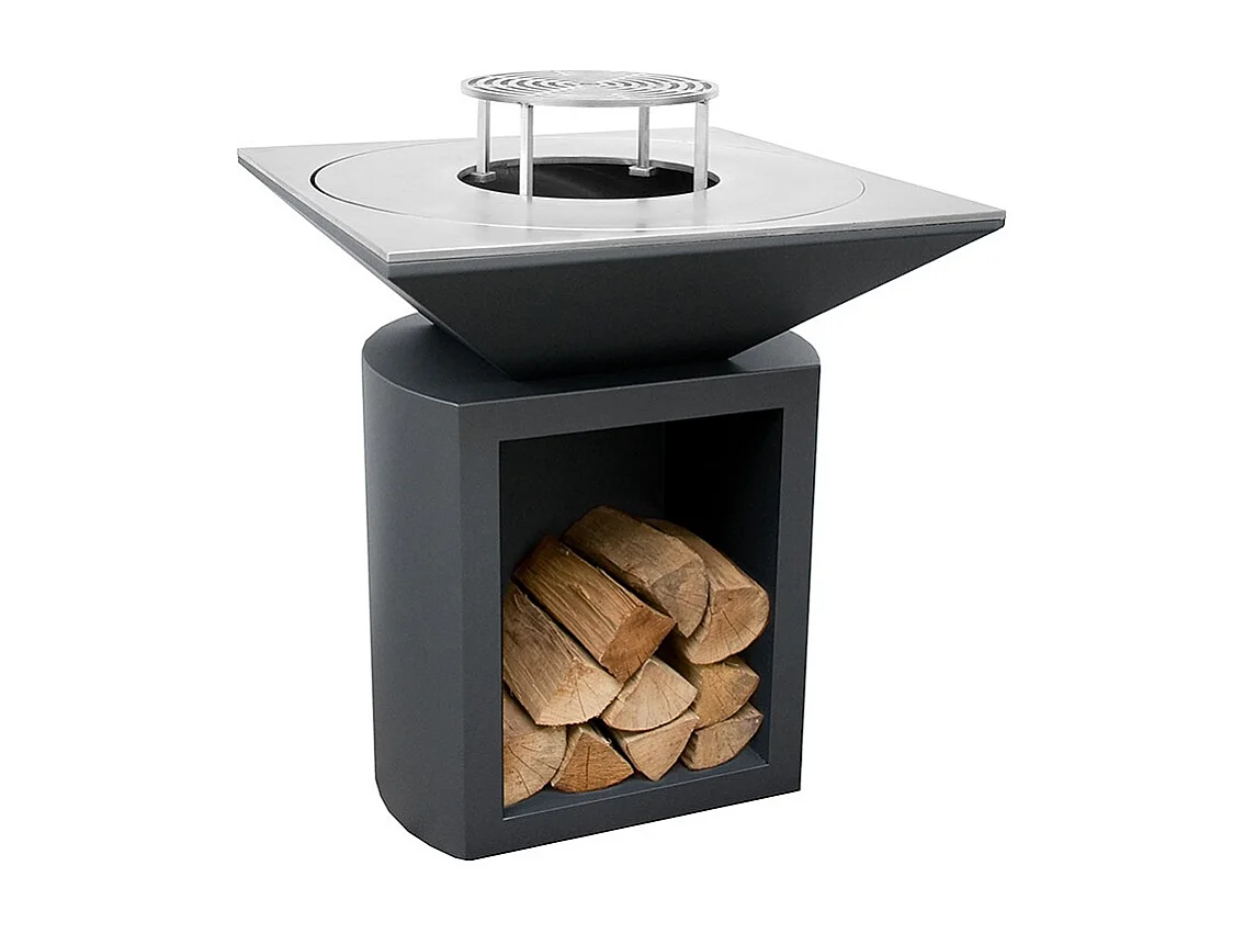 Foyer de jardin, barbecue avec grille, pieds et housse de protection - G2 Graphite