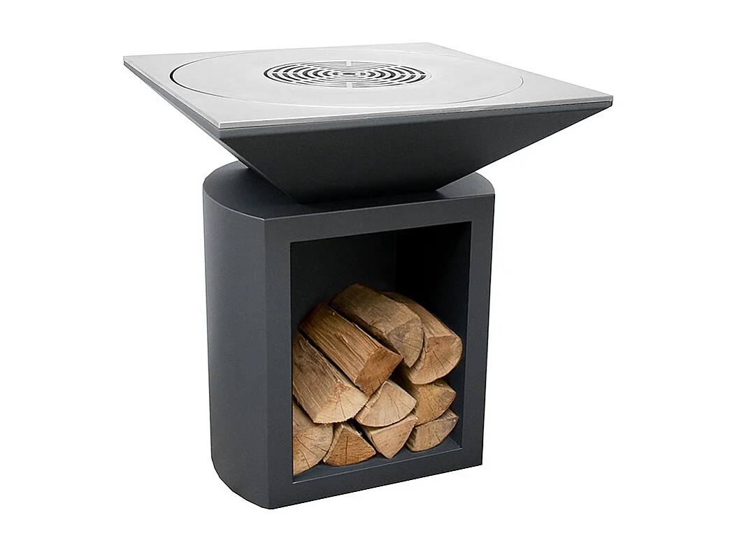 Foyer de jardin, barbecue avec trou pour wok et housse de protection - G2 Graphite