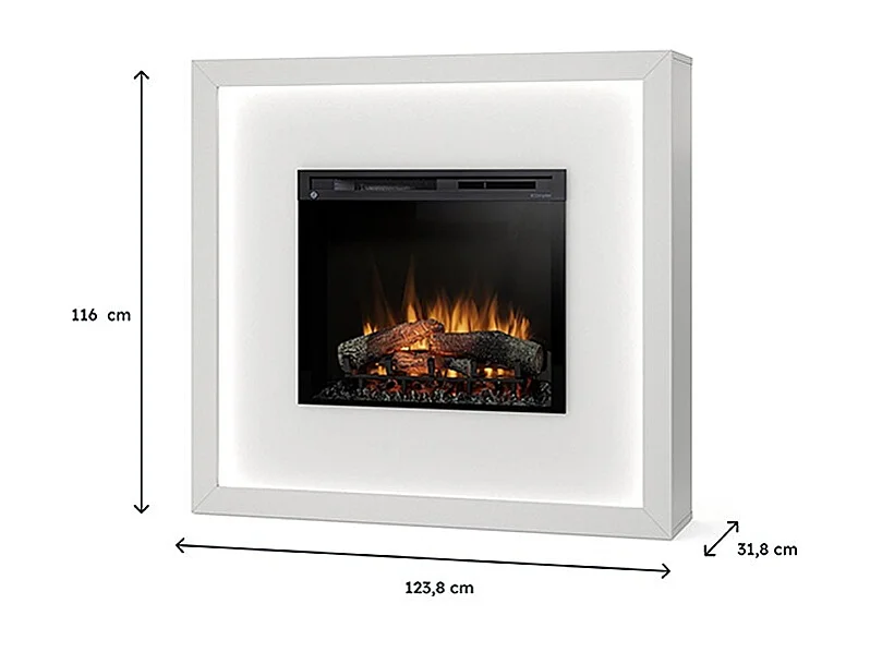 LITOS - Cheminée électrique LED autoportante - Blanc mat  28'