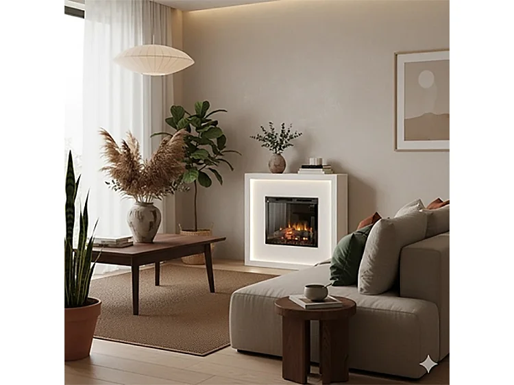 LITOS - Cheminée électrique LED autoportante - Blanc mat  28'