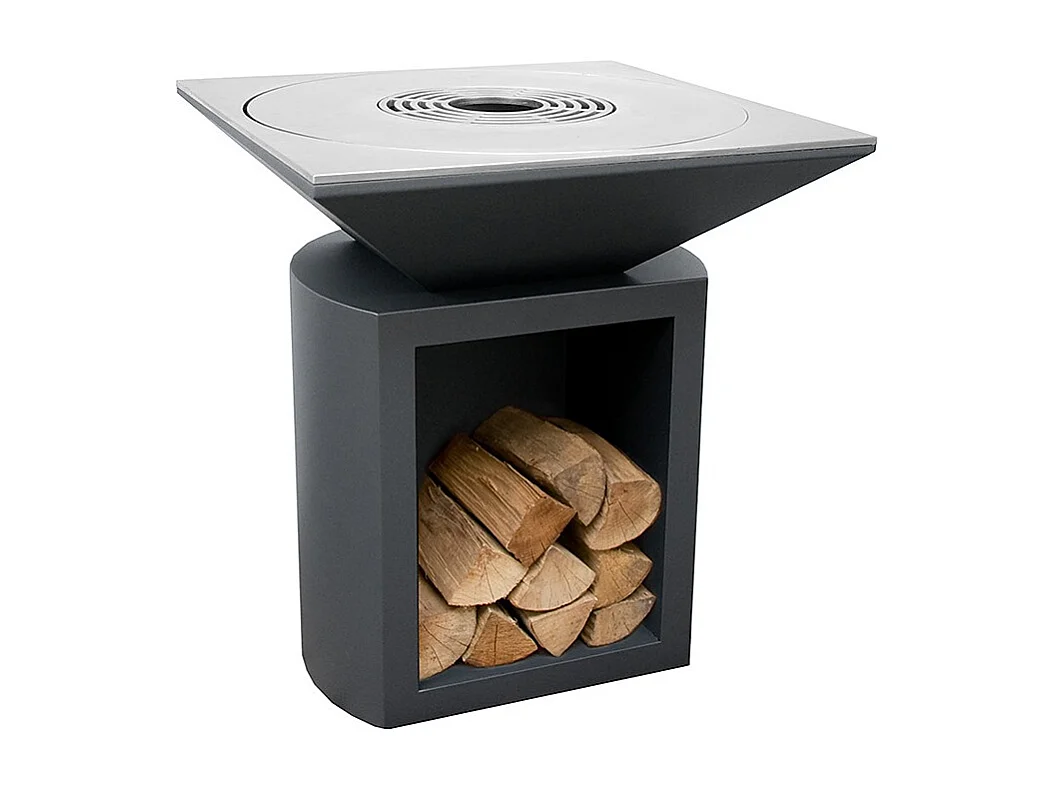 Foyer de jardin, barbecue avec trou pour wok et pieds en acier - G2 Graphite