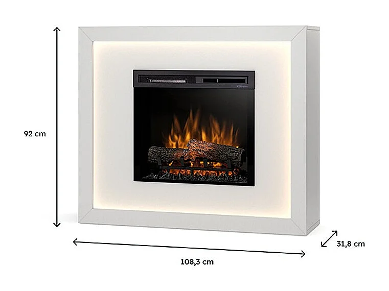 LITOS - Cheminée électrique LED autoportante - Blanc mat  23'