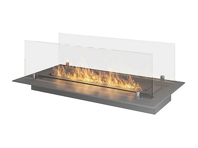 INSERT - Brûleur/insert bioéthanol encastrable avec 2 verres 60 cm - Brûleur Linéaire 45cm / Capacité 1L