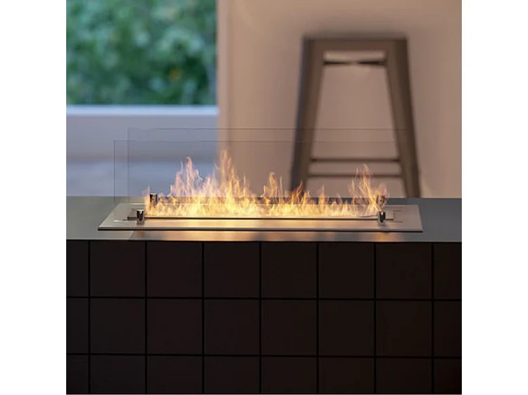 INSERT - Brûleur/insert bioéthanol encastrable avec 2 verres 60 cm - Brûleur Linéaire 45cm / Capacité 1L