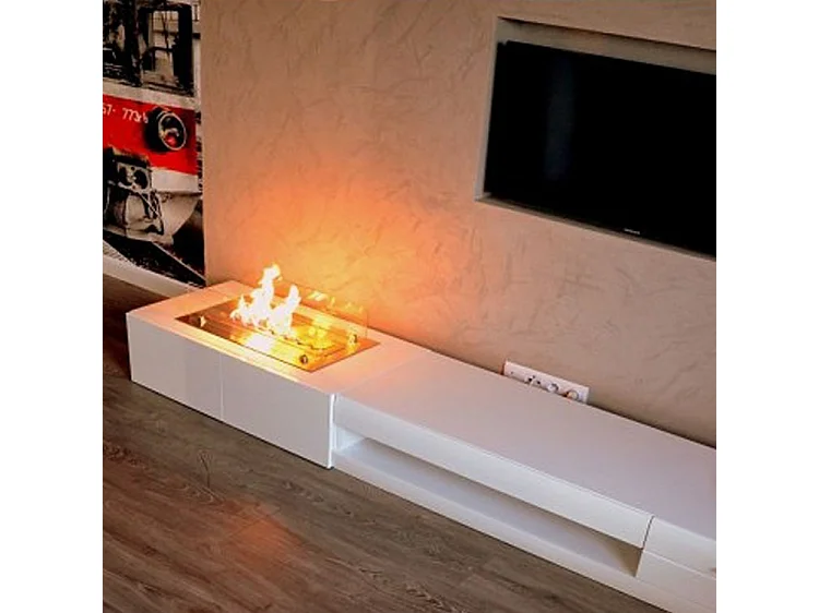 INSERT - Brûleur/insert bioéthanol encastrable avec 2 verres 60 cm - Brûleur Linéaire 45cm / Capacité 1L