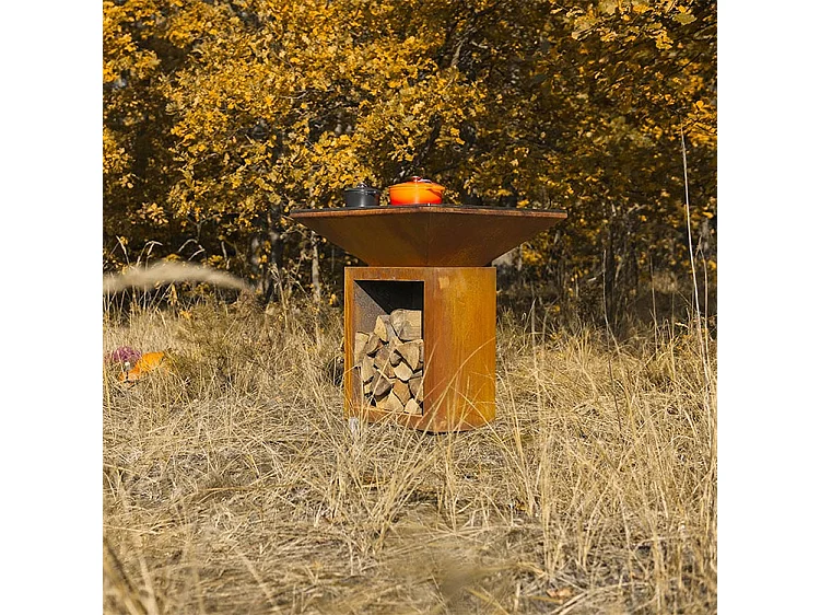 Foyer de jardin, barbecue avec grille en acier - G2 Corten