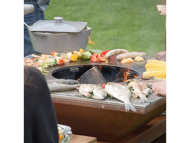 Foyer de jardin, barbecue avec grille en acier - G2 Corten